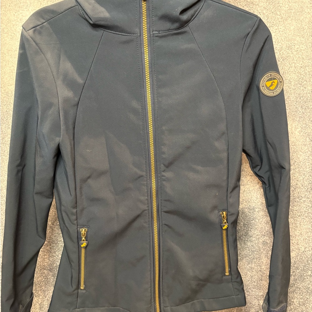Women's Navy Utility Softshell Jacket with Gold Zippers